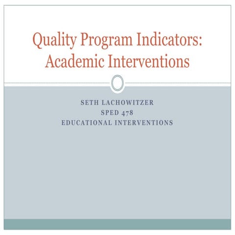 Quality Program Indicators 2 | PPT