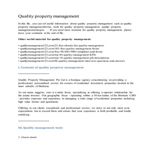 Quality property management
