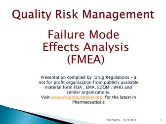 Quality Risk management  Application of FMEA