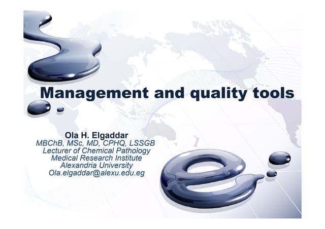 Quality tools (1), Ola Elgaddar, 23   09 - 2013