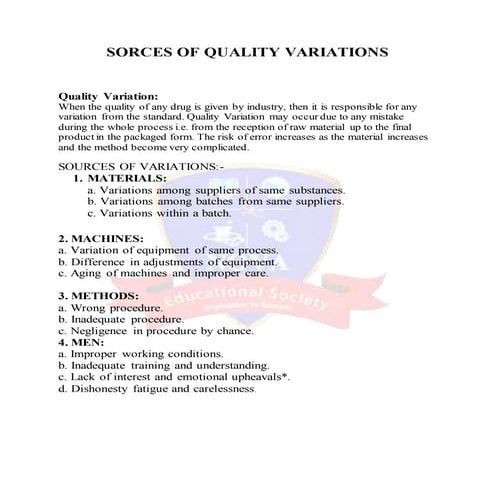 Quality variation and control