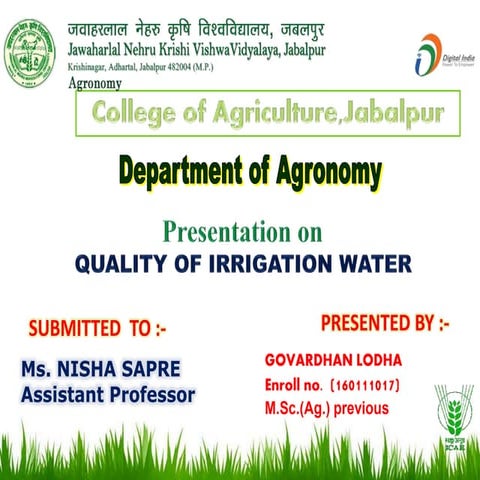QUALITY OF IRRIGATION WATER by lodha 