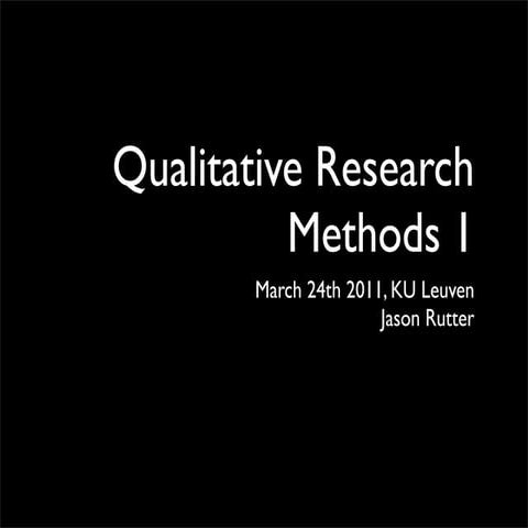 Qualitative Methods Workshop Day 1