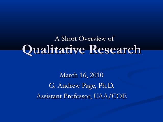 Qualitative Research Overview