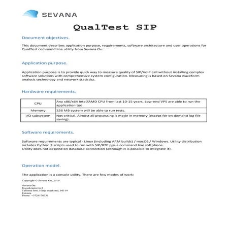 QualTest SIP User guide