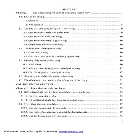 Đề cương Quản Lý Đơn Hàng Ngành May