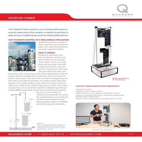 Quanser coupled tanks_system_specificatons_generic | PDF