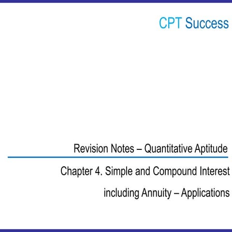 Quant04. Simple and Compound Interest Including Annuity – Applications