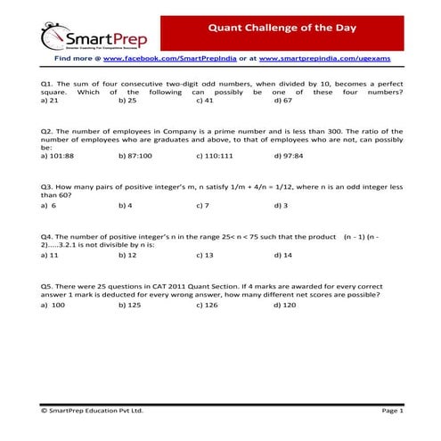Quant Challenge 29 july 2013