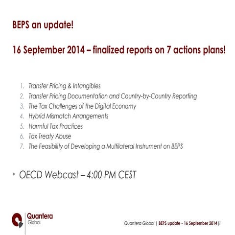 BEPS - recap on intangibles & documentation