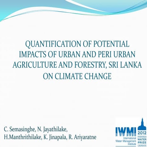 Quantification of Potential Impacts of Urban and Peri Urban Agriculture ...