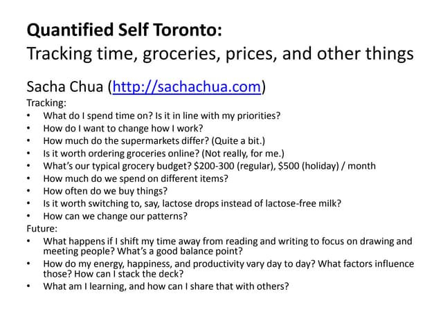 Quantified Self Toronto #3: Sacha C...