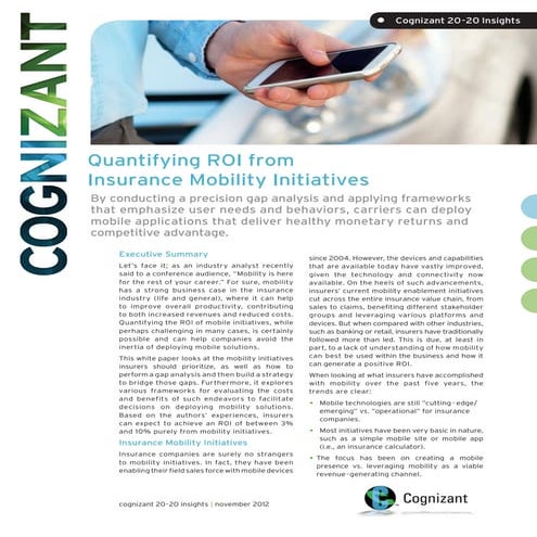 Quantifying ROI from Insurance Mobility Initiatives