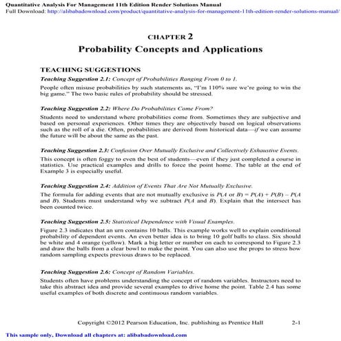 Quantitative Analysis For Management 11th Edition Render Solutions Manual