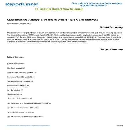 Quantitative Analysis of the World Smart Card Markets