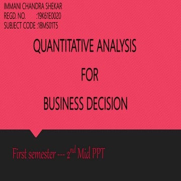 Quantitative analysis for business decision- Program Evaluation and ...
