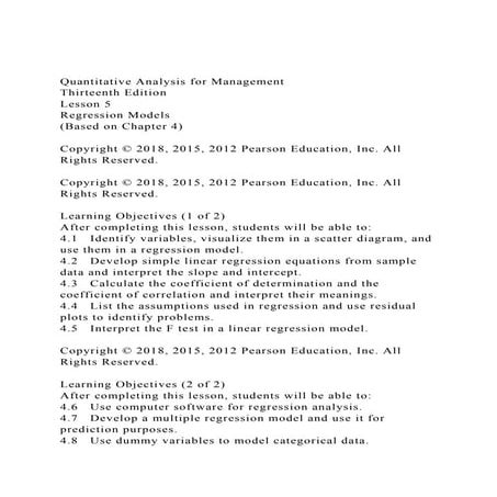Quantitative Analysis for ManagementThirteenth EditionLesson.docx