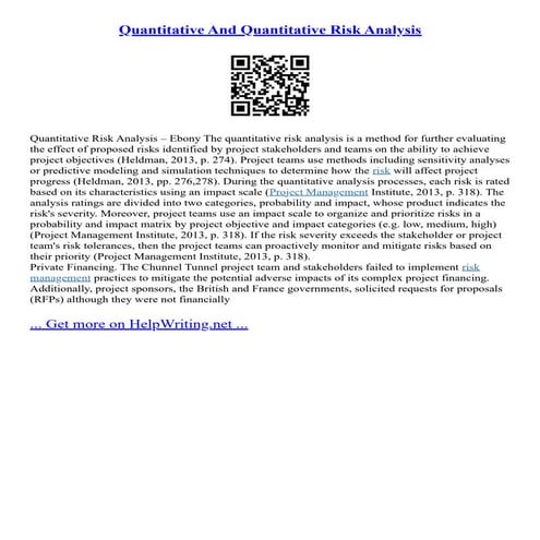 Quantitative And Quantitative Risk Analysis