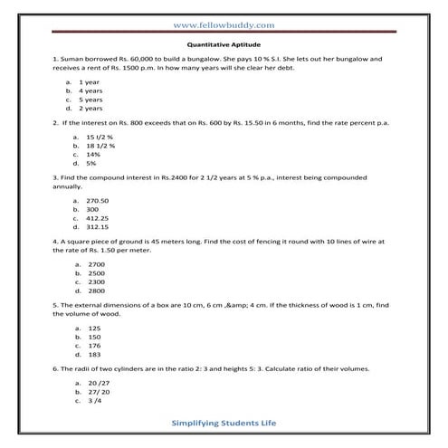 Quantitative aptitude (qa1)_www.fellowbuddy.com