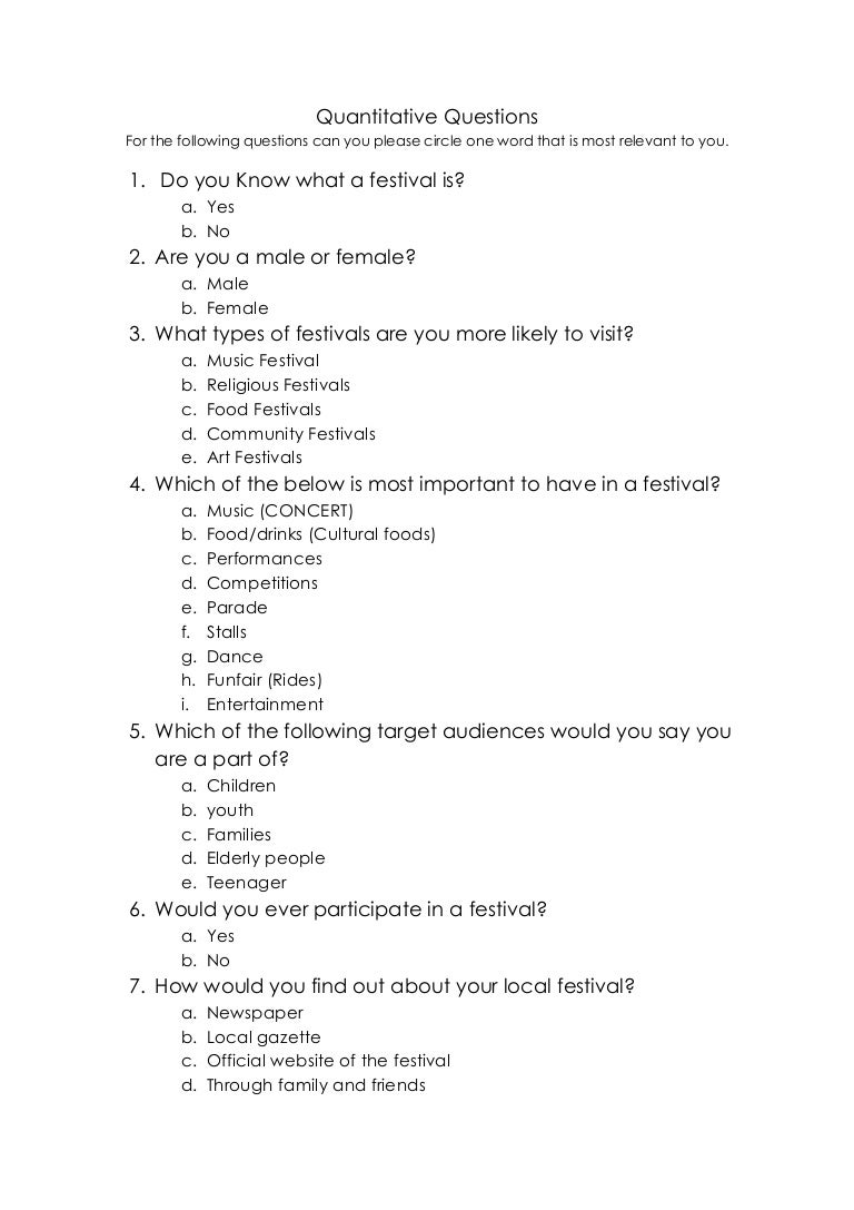 Quantitative Questions - Festival
