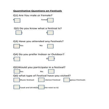 Questionnaire for Students Festival | DOC