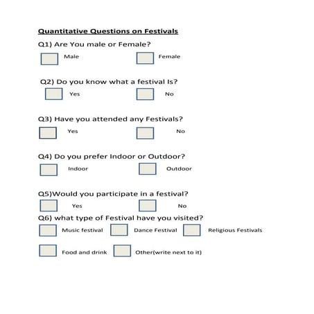 Quantitative questions on festivals | DOCX