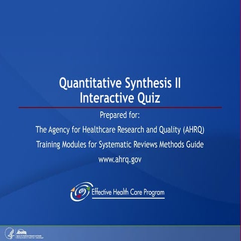 Quantitative Synthesis II Quiz