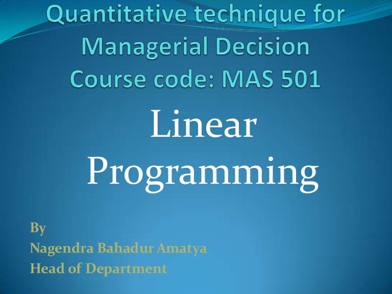 Linear Programming