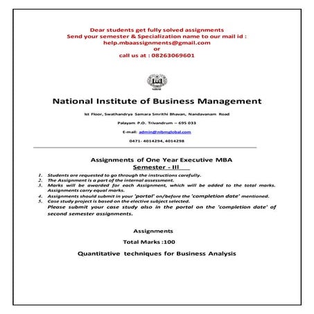 Quantitative techniques for business analysis