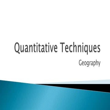 Quantitative techniques in geography