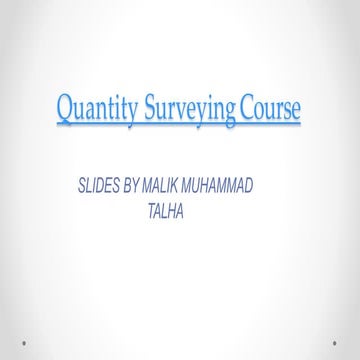 Quantity surveying course