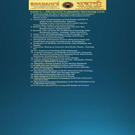 presentation quantity survey and estimate