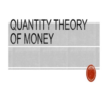 Quantity theory of money