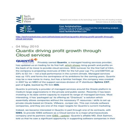 TechMarketView article - Quantix Growth