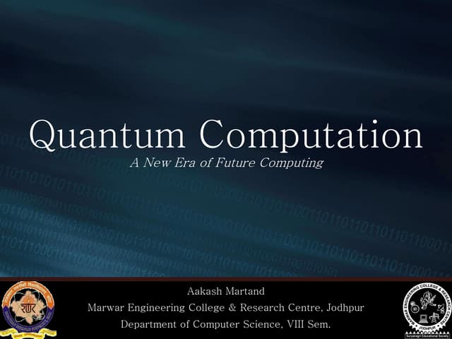 Quantum computation - Introduction