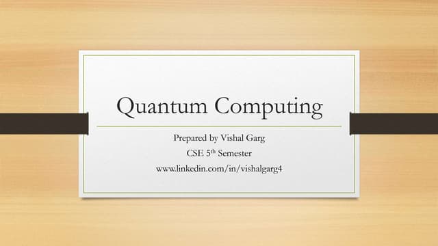 Quantum computing