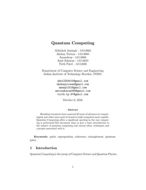 Quantum Computing Report