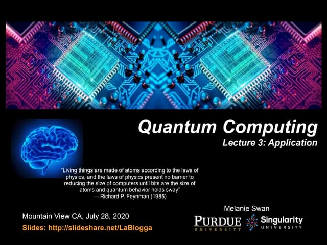 Quantum Computing Lecture 3: Application