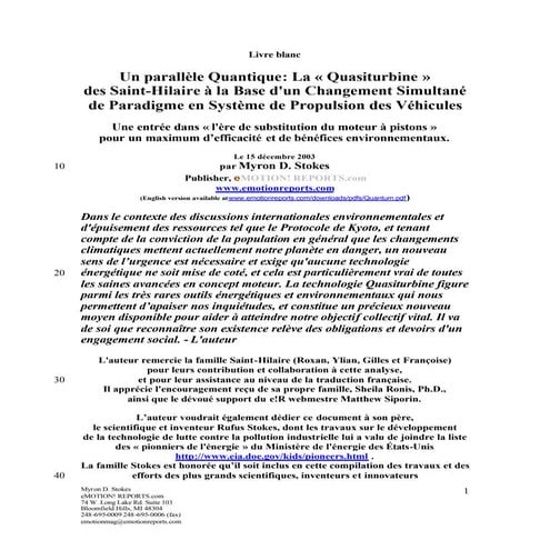 Livre blanc Un parallèle Quantique: La « Quasiturbine » des Saint-Hilaire à l...