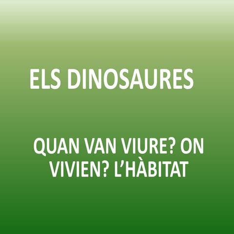 Quan van viure? On van viure? L'habitat dels dinosaures
