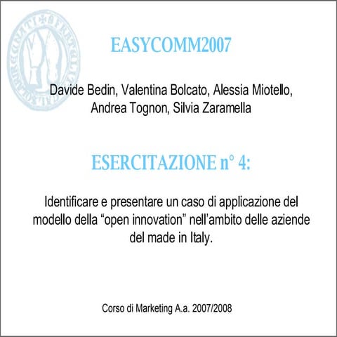 quarta esercitazione "open innovation made in Italy"
