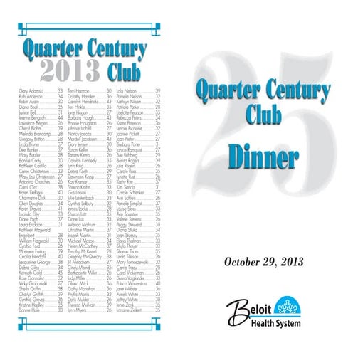 Quarter century club program 2013