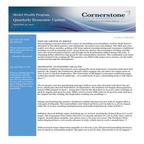 Quarterly Economic Update from Cornerstone Wealth Management.