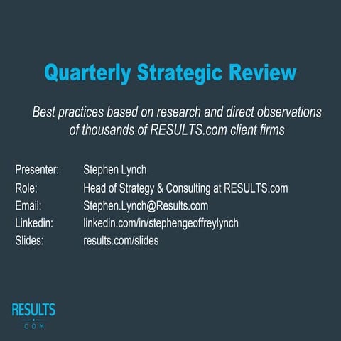 Quarterly Strategic Review - Nov 2016