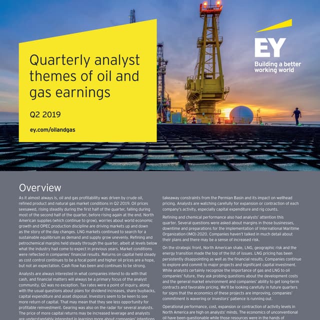 Quarterly analyst themes of oil and gas earnings