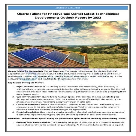 Quartz Tubes for Solar Market Overview, Trends and Dynamic Demand ...