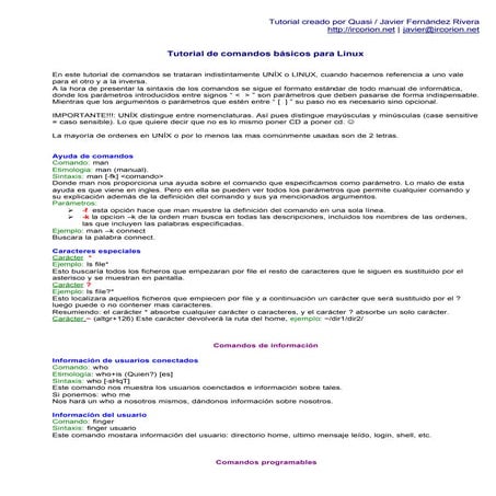 Quasi - Comandos básicos para UNIX