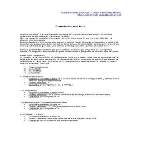 Quasi - Compilación en C de Linux