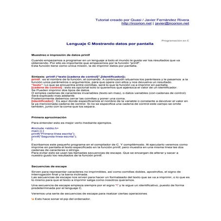 Quasi - Lenguaje C Mostrando Datos