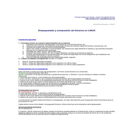 Quasi - Metodos de empaquetado y compresion en Linux